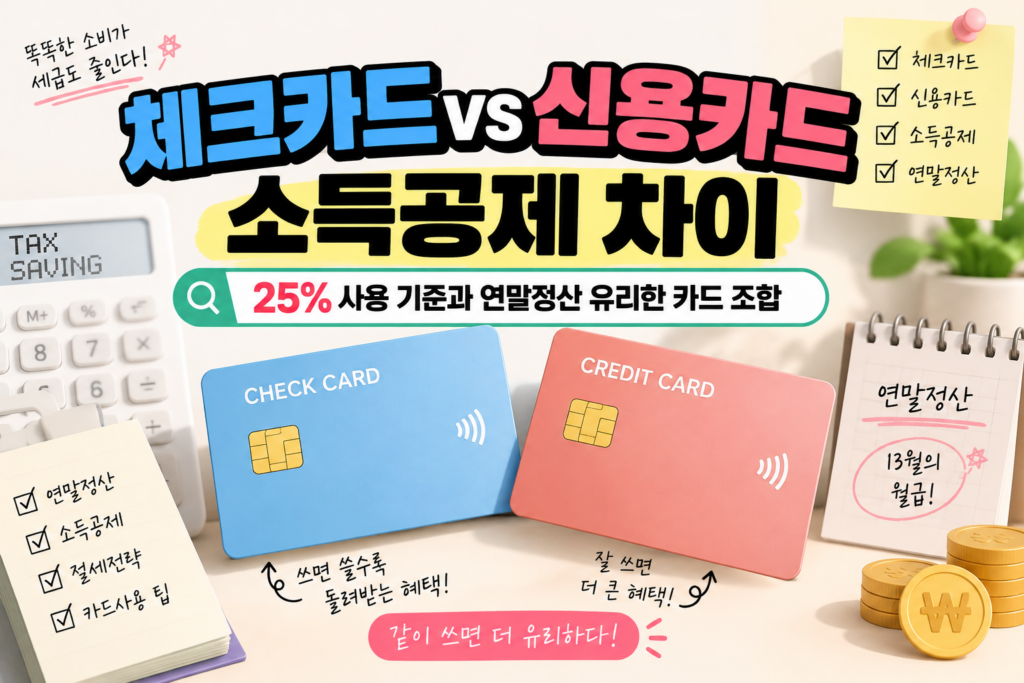체크카드 신용카드 소득공제 차이｜25% 기준·자녀 추가한도·2027년 대중교통 공제 변화