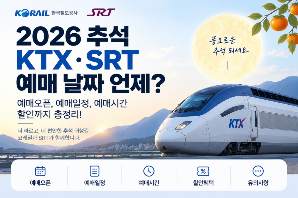 2026 추석 KTX SRT 예매 일정 총정리｜날짜·시간·할인·결제