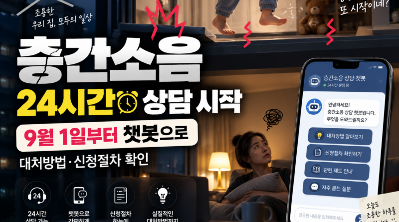 층간소음 24시간 상담 시작｜9월 1일부터 챗봇 이용방법·1661-2642 전화상담 총정리
