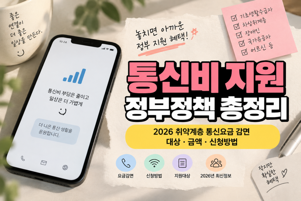 통신비 지원 정부정책 총정리｜2026 취약계층 통신요금 감면 대상·금액·신청방법