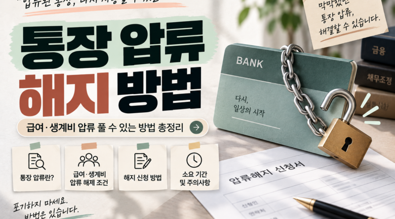 통장 압류 해지 방법｜급여·생계비 압류 풀 수 있는 방법 총정리