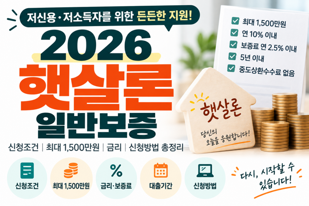 2026 햇살론 일반보증 신청조건｜최대 1,500만원 한도·금리·신청방법 총정리